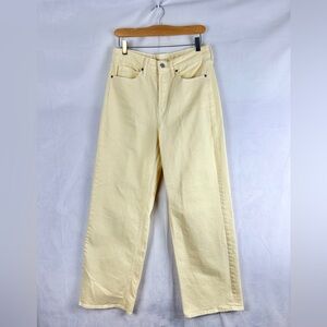 OLD NAVY High Rise Wide‎ Leg Jeans Butter Yellow Size 4 Spring Summer Pastel